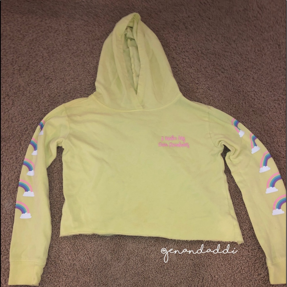 JUSTICE GIRLS CROPPED RAINBOW HOODIE